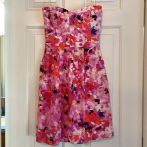 Parker pink silk strapless cocktail dress, size 0 or XS